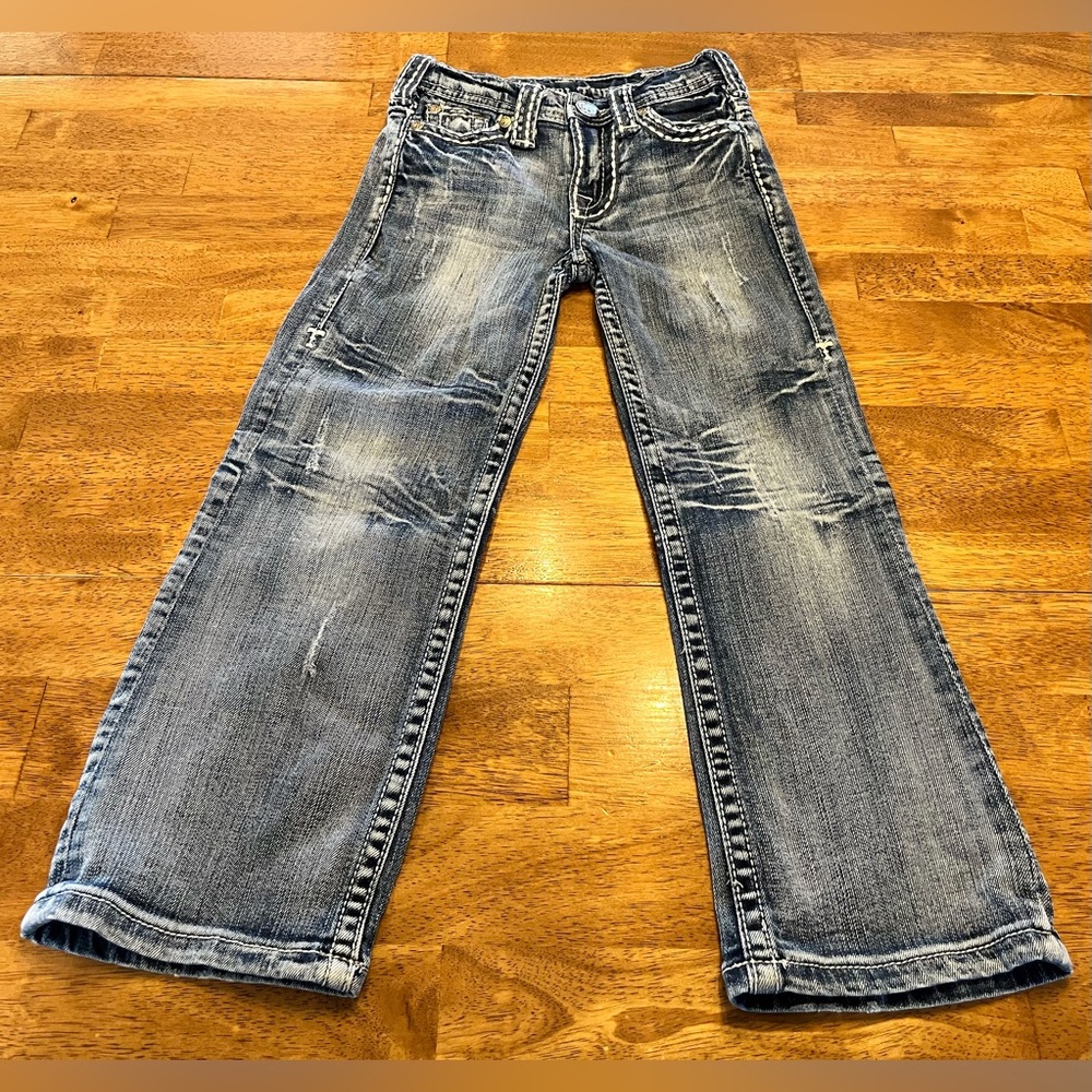 Cowgirl Tuff Western Jeans Sz 4 Rhinestone Trim Boot Cut Rodeo Cowgirl